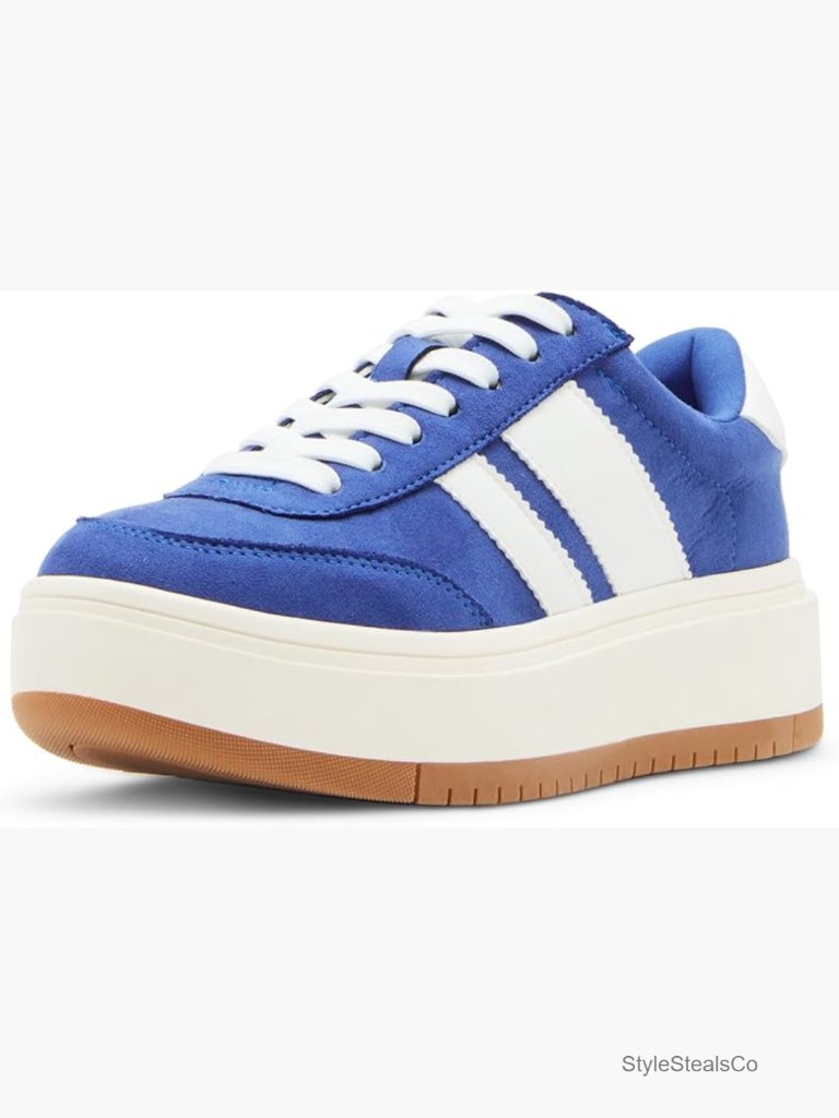 Striped Platform Sneakers With Cushioned Insole Lace Up Round Toe